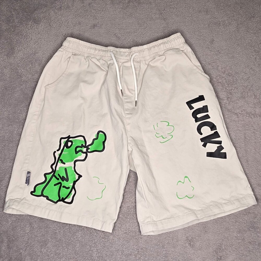 Subcrude Street Wear Shorts Graffiti Men's Large XL LUCKY Drawstring Off White